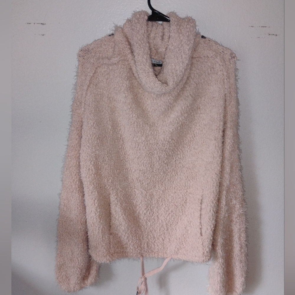 Young Fabulous & Broke Blush Fuzzy Cowl Neck Sweater